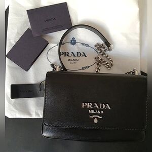 Prada  Cross Body/ shoulder Saffiano leather,Silver hardware bag. Authentic